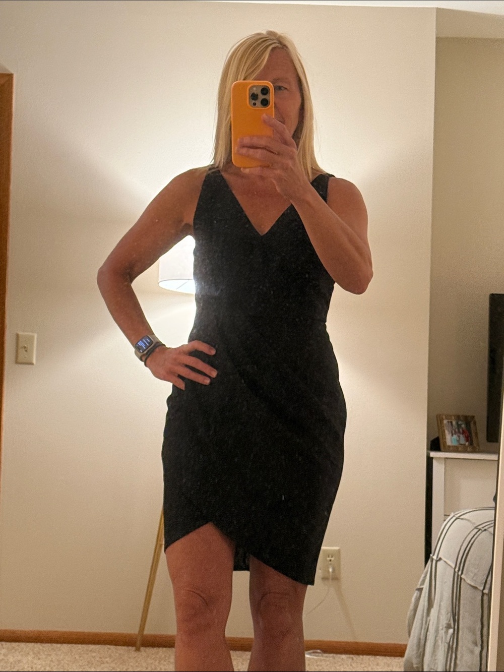 Classic Black Deep V-Neck Sleeveless Midi Ruched Cocktail Dress